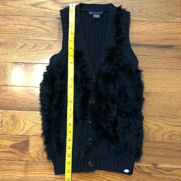 A/X Armani Exchange Wool Cotton Vest Angora Fur Panels Women's XS EUC - Picture 7 of 8